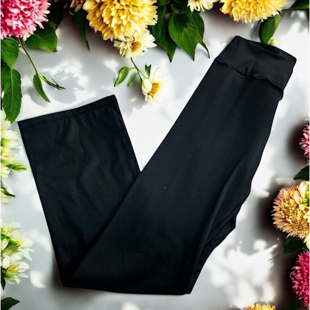 Girl's Olivia Kay Black Flare Leggings Sz Large 10/12 Cross Waist Soft